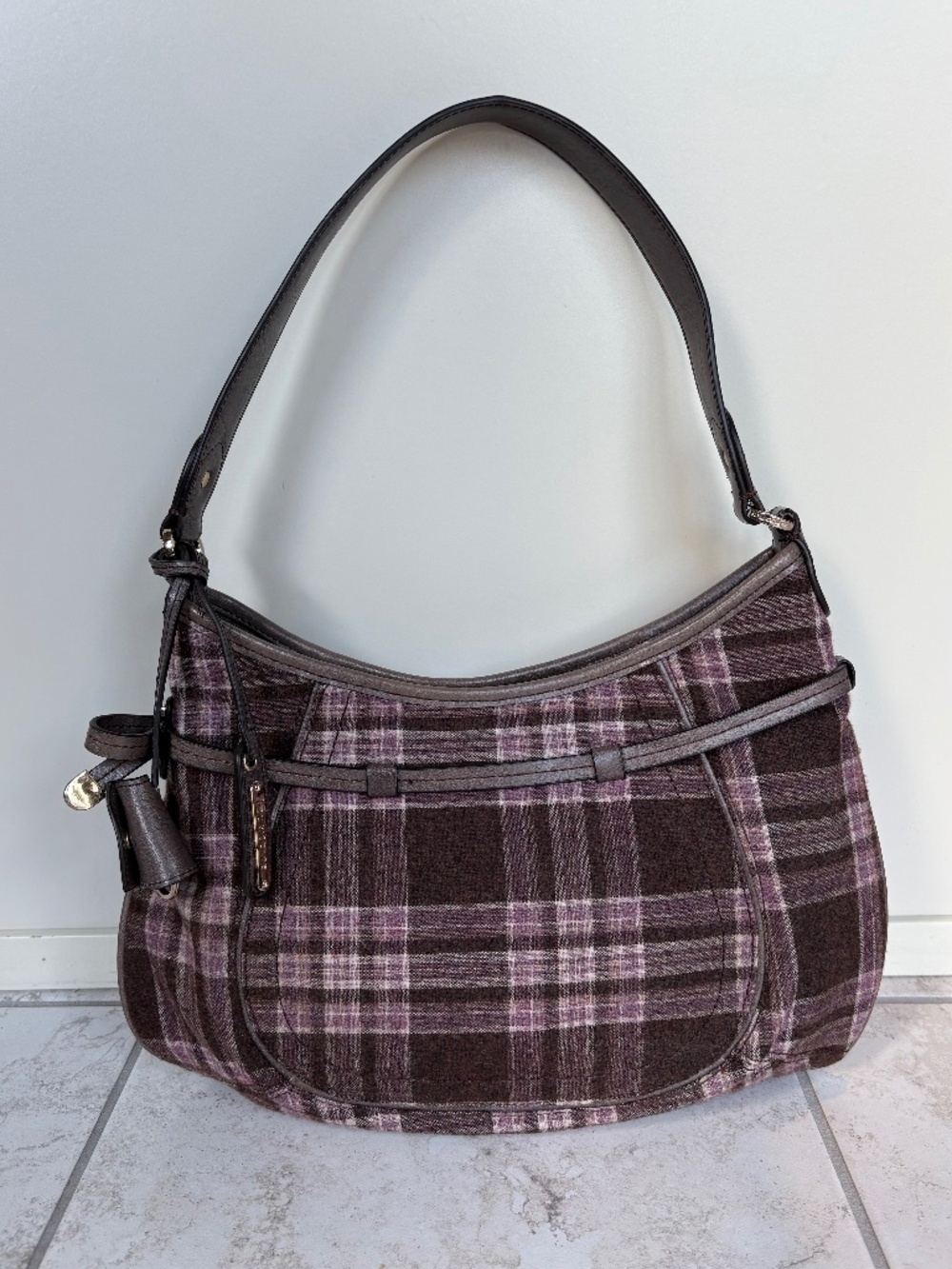 Liz Claiborne Wool Plaid Shoulder Bag